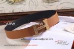Perfect Replica Hermes Brown Leather Belt With Diamonds Gold Buckle